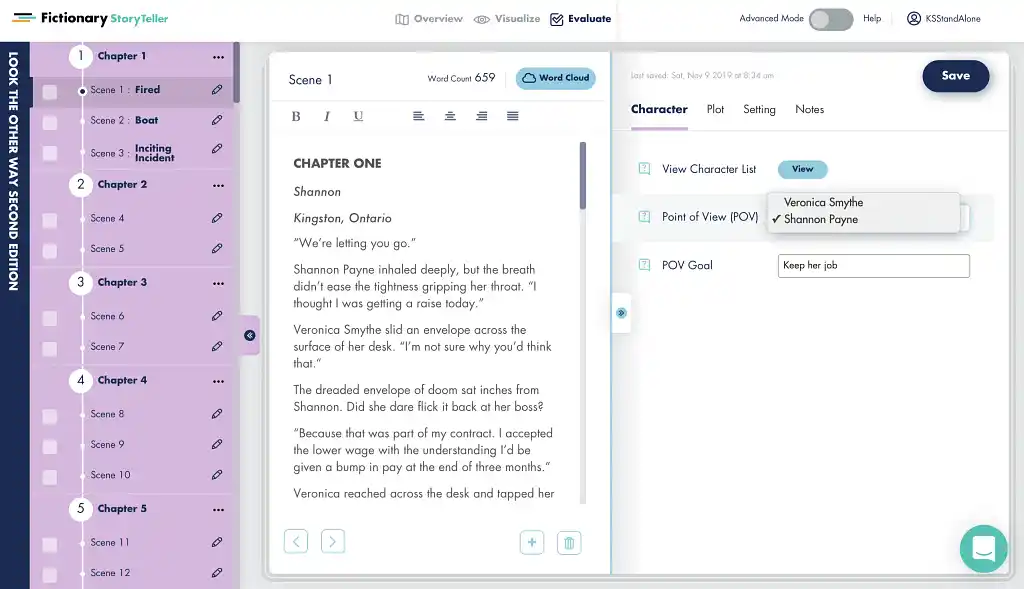 Fictionary's StoryTeller writing app