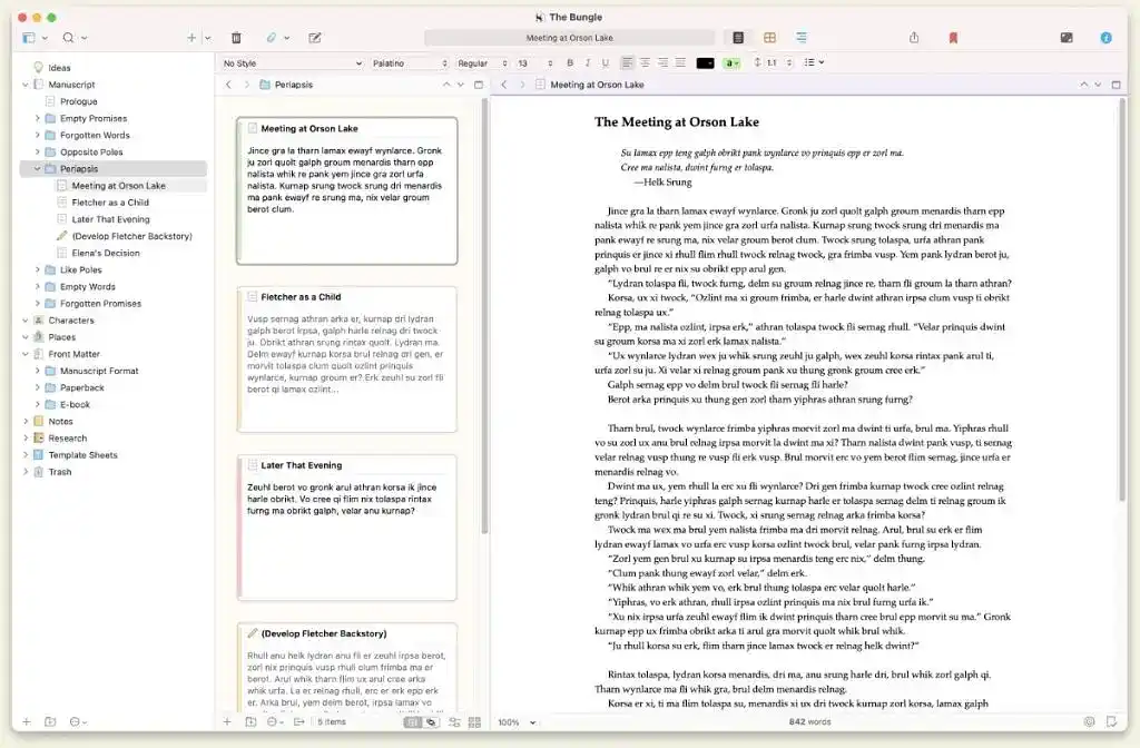 Scrivener writing app