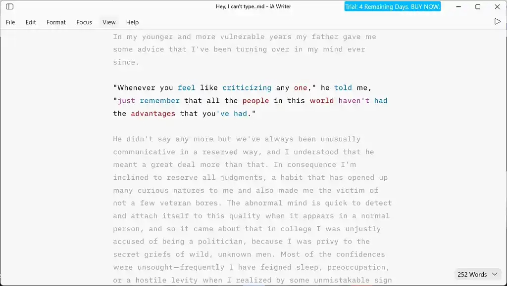 iA Writer writing app