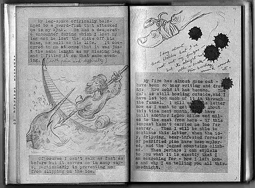 Picture of "Letters from a Lost Uncle" showing blood stained pages
