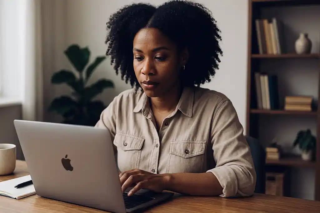 A writer at her desk