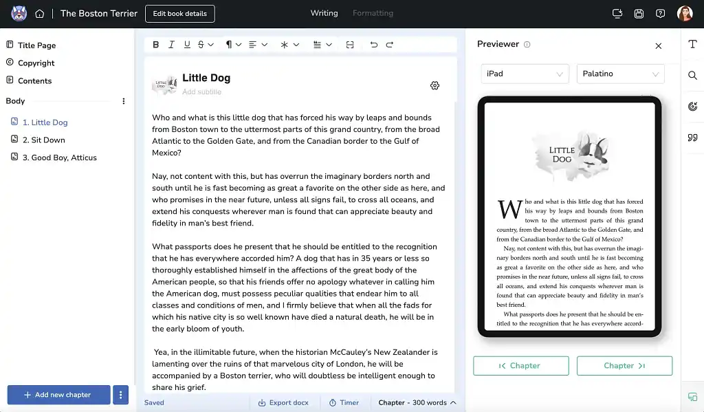 Atticus writing app