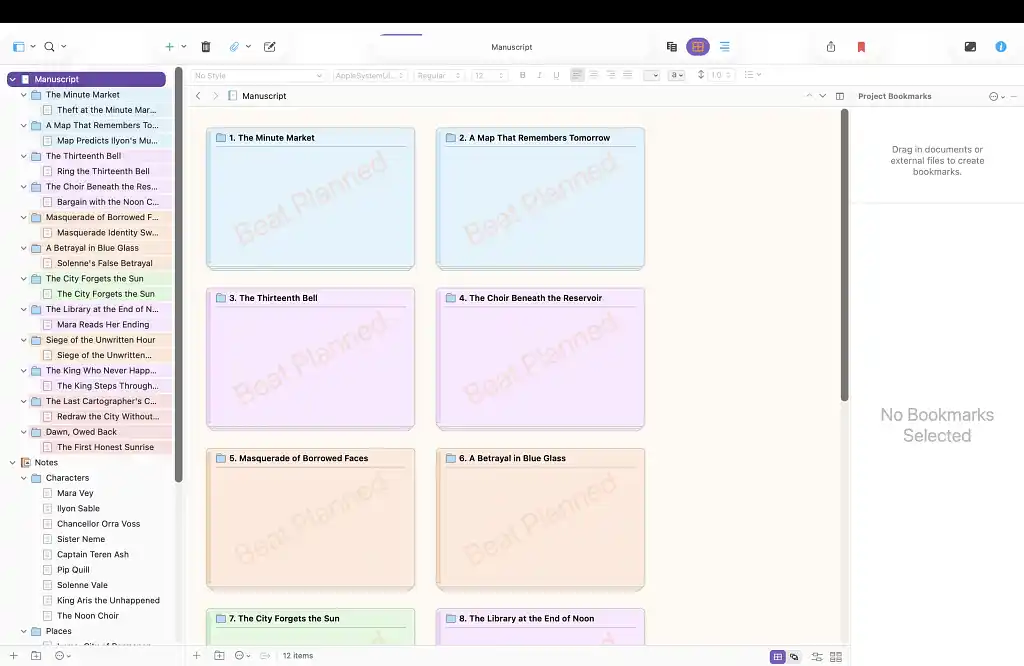 scrivener plotting tools
